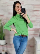 Puffos ujjú, bordázott anyagú, díszgombos felső XS-S-M