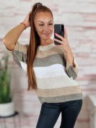 Ezüstszálas, denevér ujjú, vékony kötött felső S-M-L