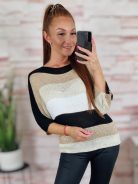 Ezüstszálas, denevér ujjú, vékony kötött felső S-M-L