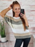 Ezüstszálas, denevér ujjú, vékony kötött felső S-M-L