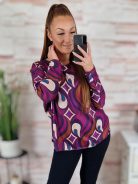 Mintás, denevér ujjú, hosszú ujjú felső L-XL