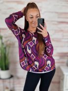 Mintás, denevér ujjú, hosszú ujjú felső L-XL