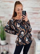 Mintás, denevér ujjú, hosszú ujjú felső L-XL