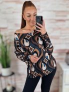 Mintás, denevér ujjú, hosszú ujjú felső L-XL