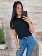 Pöttyös, tüllös és rövid ujjú, bordázott anyagú felső XS-S-M