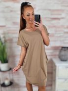 Zsebes, lézervágott, rövid ujjú, pamut ruha XL-XXL