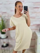 Zsebes, lézervágott, rövid ujjú, pamut ruha XL-XXL