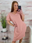 Zsebes, lézervágott, rövid ujjú, pamut ruha XL-XXL