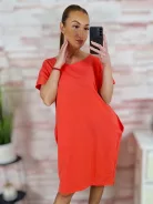 Zsebes, lézervágott, rövid ujjú, pamut ruha XL-XXL