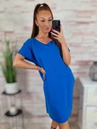 Zsebes, lézervágott, rövid ujjú, pamut ruha XL-XXL