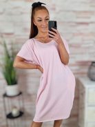 Zsebes, lézervágott, rövid ujjú, pamut ruha XL-XXL
