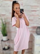 Zsebes, lézervágott, rövid ujjú, pamut ruha XL-XXL