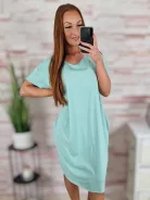 Zsebes, lézervágott, rövid ujjú, pamut ruha XL-XXL