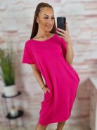Zsebes, lézervágott, rövid ujjú, pamut ruha XL-XXL