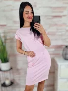 Deréknál megkötős, rövid ujjú, pamut ruha S-M-L