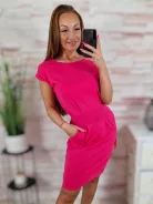 Deréknál megkötős, rövid ujjú, pamut ruha S-M-L