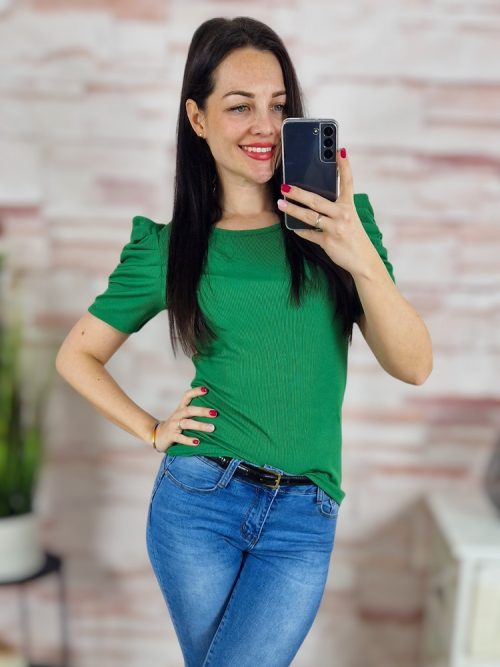 Puffos és rövid ujjú, kereknyakú felső XS-S-M