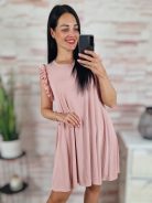 Pillangó ujjú, a vonalú, bordázott anyagú ruha S-M-L