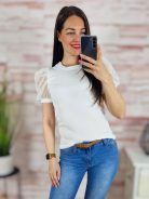 Tüllös és rövid ujjú, bordázott anyagú felső XS-S-M