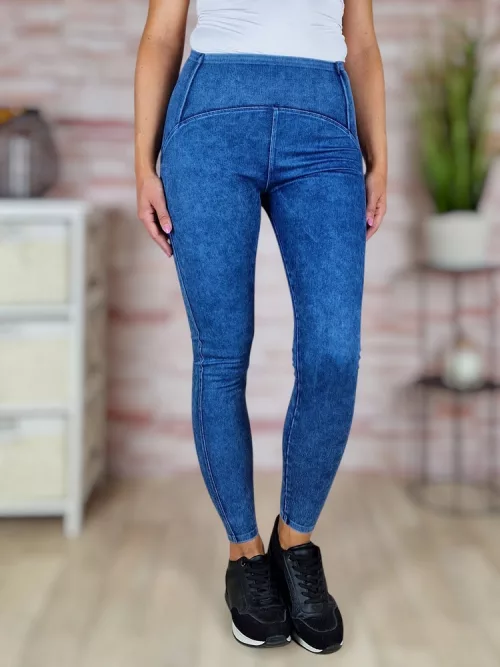 Alakformáló, világoskék farmer leggings S-XL-ig