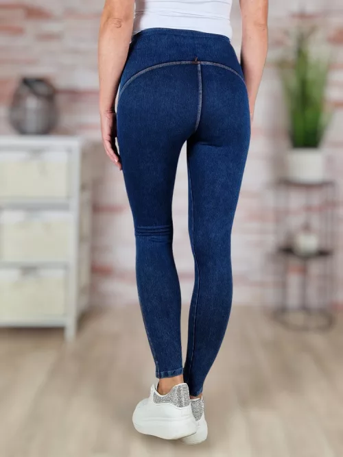 Alakformáló, sötétkék farmer leggings S-XL-ig