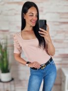 Puffos és rövid ujjú, bordázott anyagú felső S-M