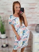 Zsebes, lézervágott, rövid ujjú, pamut ruha XL-XXL