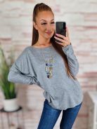Denevér ujjú, nyakláncos, gépi kötött anyagú felső L-XL