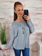 Denevér ujjú, nyakláncos, gépi kötött anyagú felső L-XL