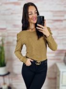 Puffos és hosszú ujjú, lurex anyagú felső S-M