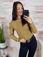 Puffos és hosszú ujjú, lurex anyagú felső S-M