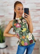 Mintás, pántos, hidegselyem anyagú felső S-M-L