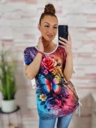 Mintás, oldalt összehúzható, rövid ujjú felső L-XL-XXL