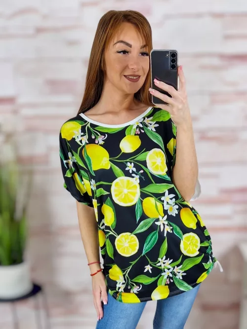 Mintás, oldalt összehúzható, rövid ujjú felső L-XL-XXL