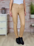 Díszgombos, bélelt, gumis derekú műbőr leggings S-M,M-L,L-XL