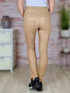 Díszgombos, bélelt, gumis derekú műbőr leggings S-M,M-L,L-XL