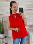 Nyaknál csavart, ujjatlan, lenge felső S-XL-ig