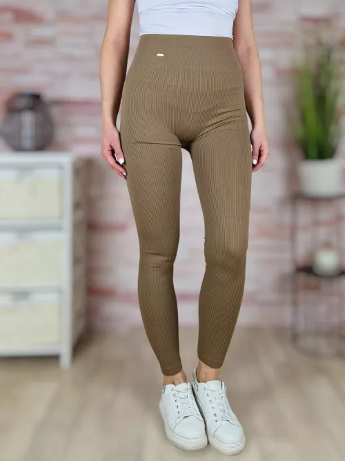 Széles, gumis derekú, bordázott anyagú leggings S-M-L