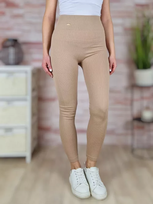 Széles, gumis derekú, bordázott anyagú leggings S-M-L