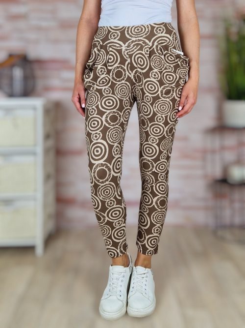 Mintás, zsebes, gumis derekú nadrág S-M,L-XL