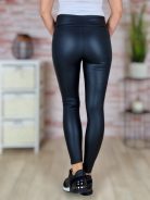 Átlapolt, vékonyan bélelt, fekete műbőr leggings S-M,M-L,L-XL