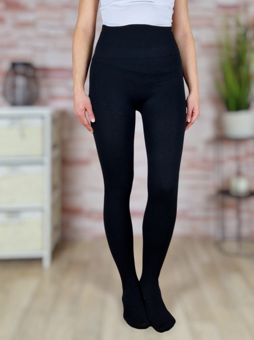 Gumis derekú, thermo bélelt, fekete harisnya XS-XXL-ig (1200DEN)