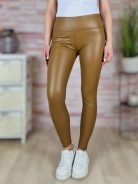 Széles derekú, vékonyan bélelt, műbőr leggings S-M,M-L