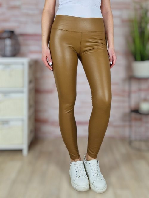 Széles derekú, vékonyan bélelt, műbőr leggings S-M,M-L