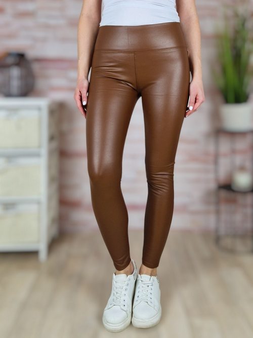 Széles derekú, vékonyan bélelt, műbőr leggings S-M,M-L