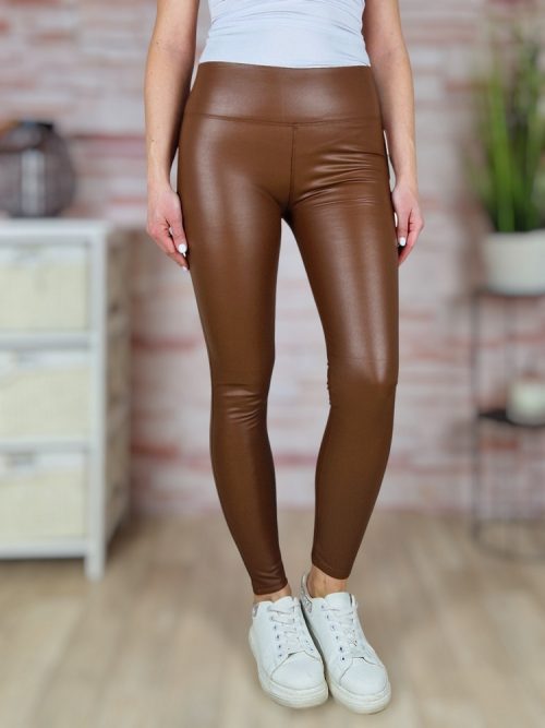 Széles derekú, vékonyan bélelt, műbőr leggings S-M,M-L