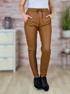 Magas és gumis derekú, vékonyan bélelt, műbőr nadrág S-M,M-L,L-XL