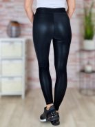Széles gumis derekú, vékonyan bélelt, fekete leggings XS-L-ig