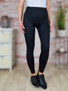 Magas és gumis derekú, anyagában mintás, fekete leggings S-M-L