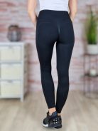 Magas és gumis derekú, anyagában mintás, fekete leggings S-M-L